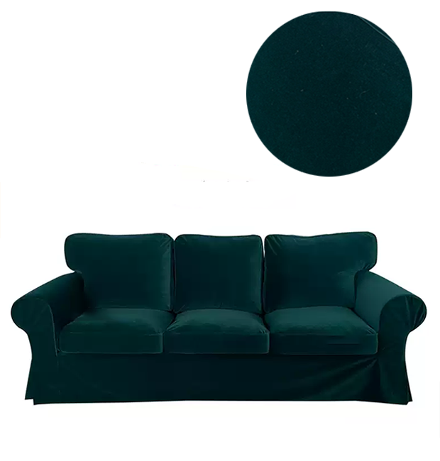 Housse canapé IKEA EKTORP luxe haut de gamme velours vert abyssale