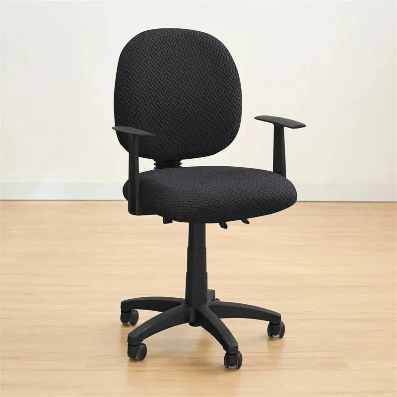 Housse de siège de bureau extensible velours damassé noir