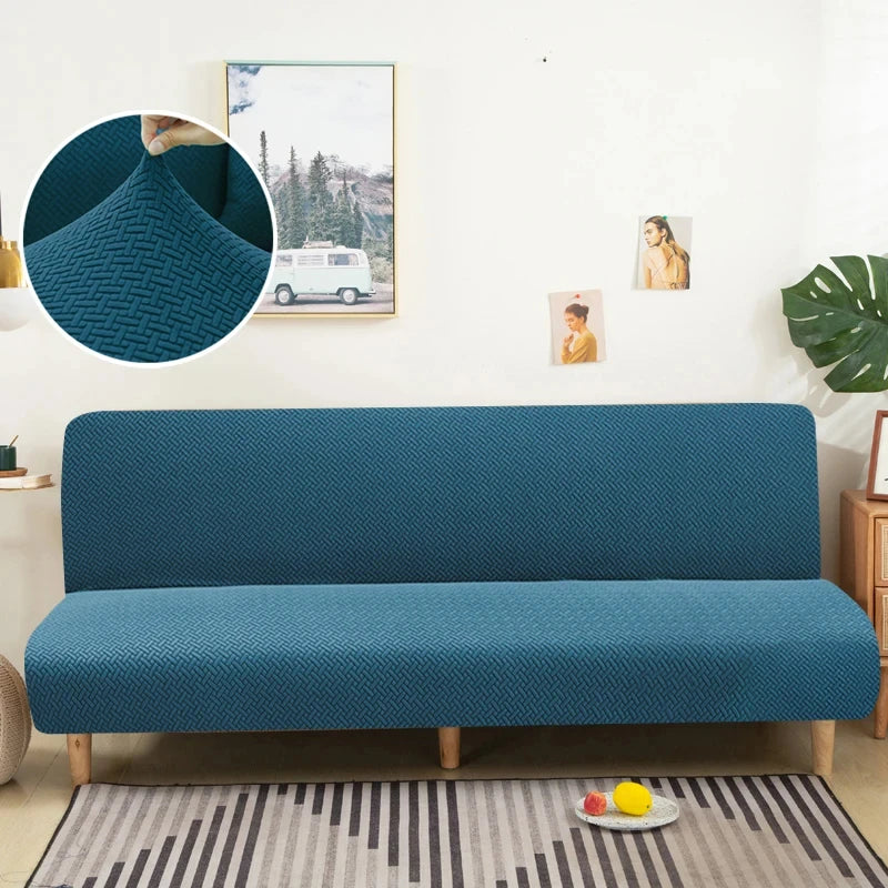 Housse pour canapé-lit, clic-clac, canapé sans accoudoirs bleue