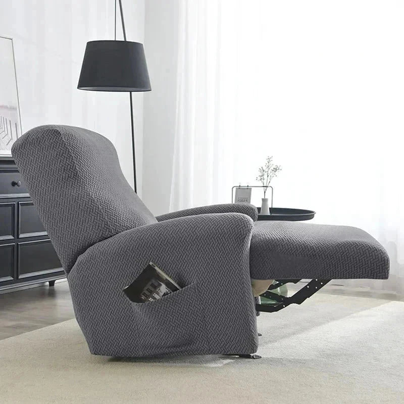 Housse fauteuil relax gris velours damassé Casaharmony
