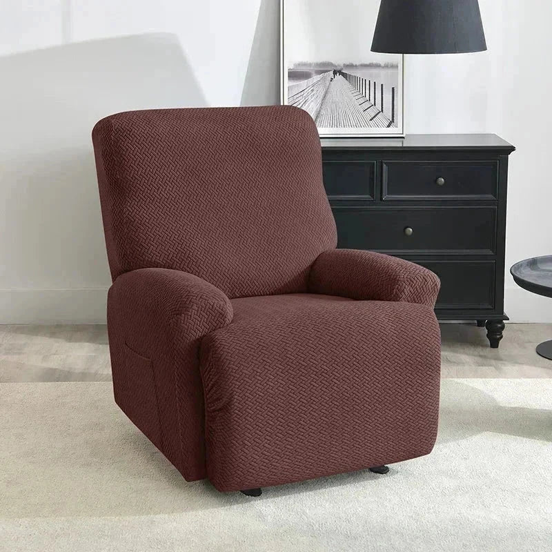 Housse fauteuil relax marron velours damassé Casaharmony