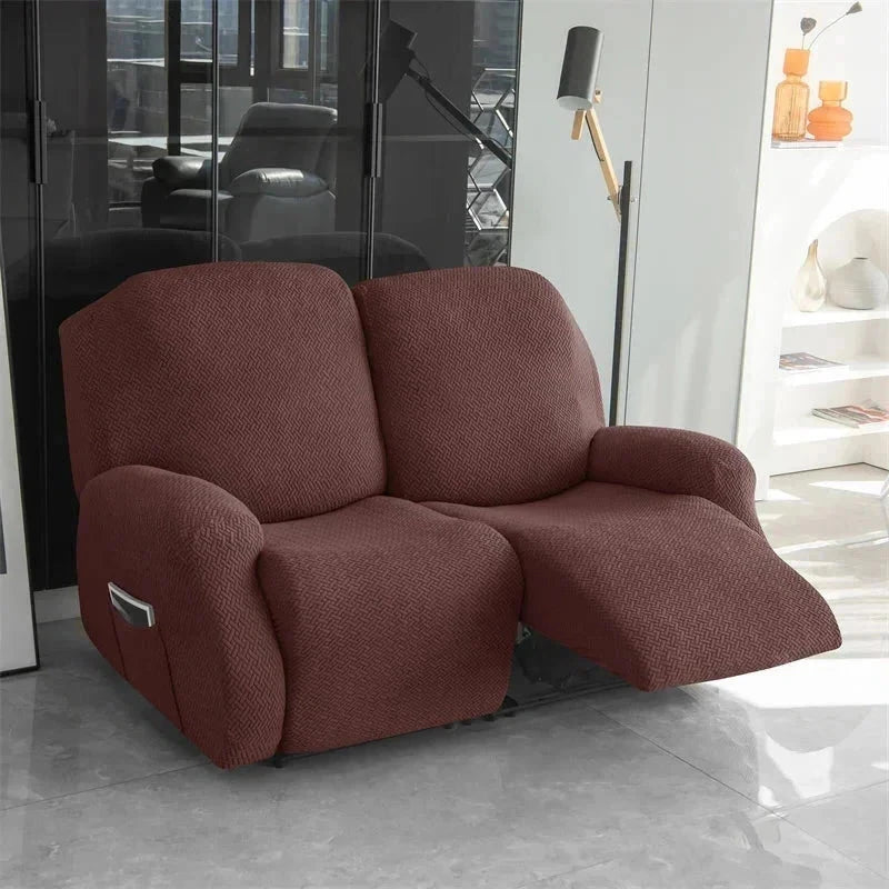 Housse canapé relax 2 places marron velours damassé