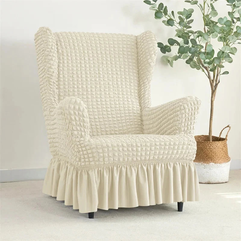 Housse pour fauteuil IKEA Strandmon avec jupe beige
