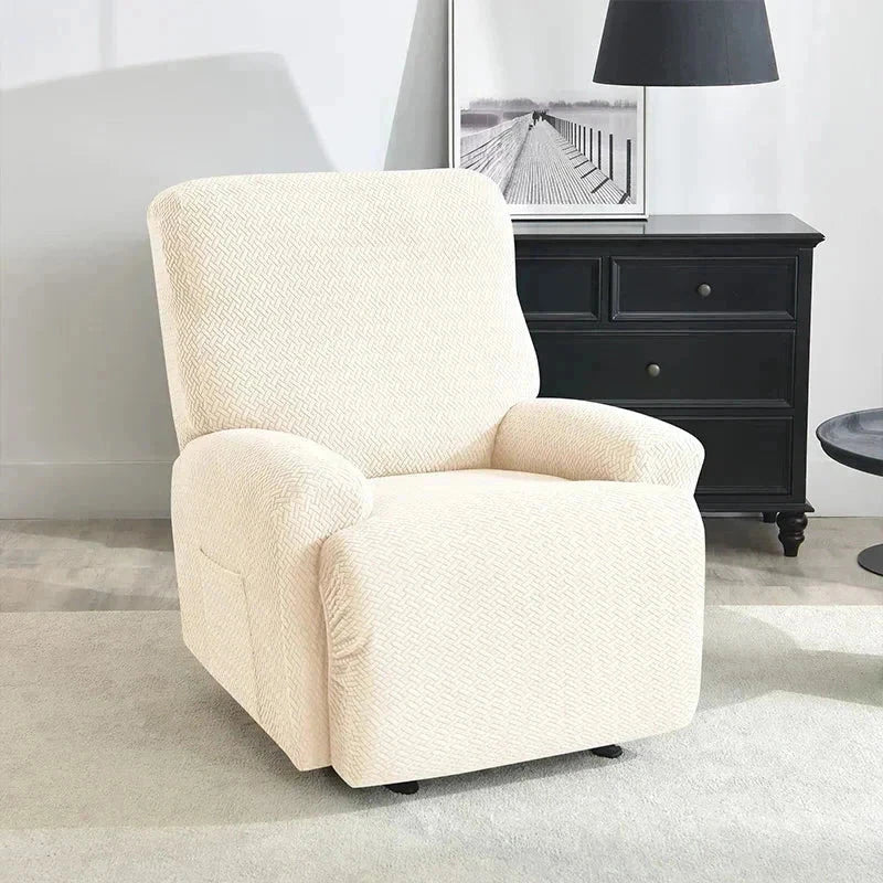 Housse fauteuil relax beige velours damassé
