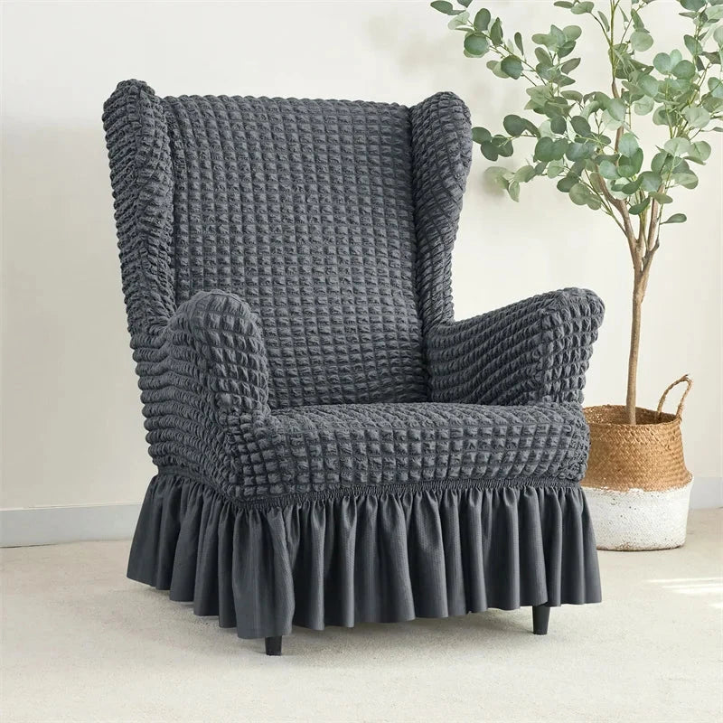 Housse pour fauteuil IKEA Strandmon avec jupe gris