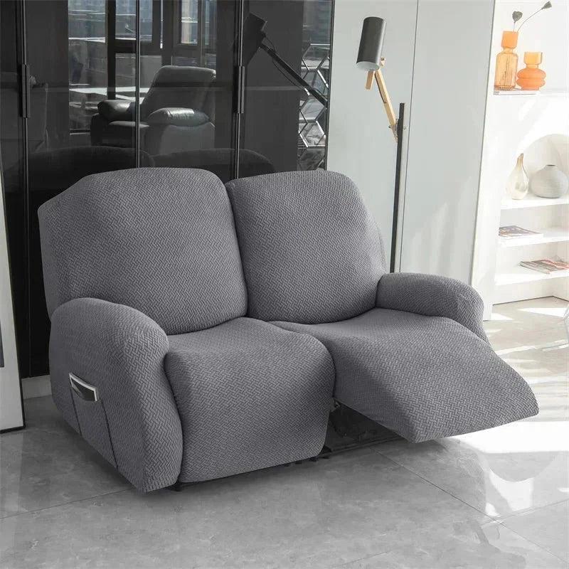 Housse canapé relax 2 places gris velours damassé