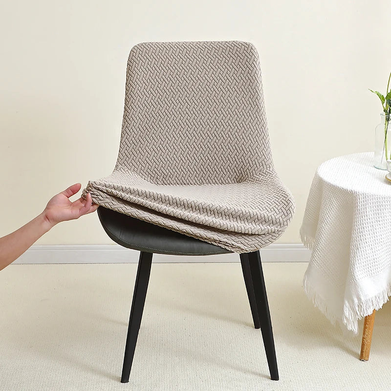 housse de chaise scandinave assise et dossier incurvé taupe