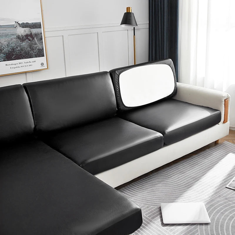 housse de coussin de canapé imperméable simili-cuir noir