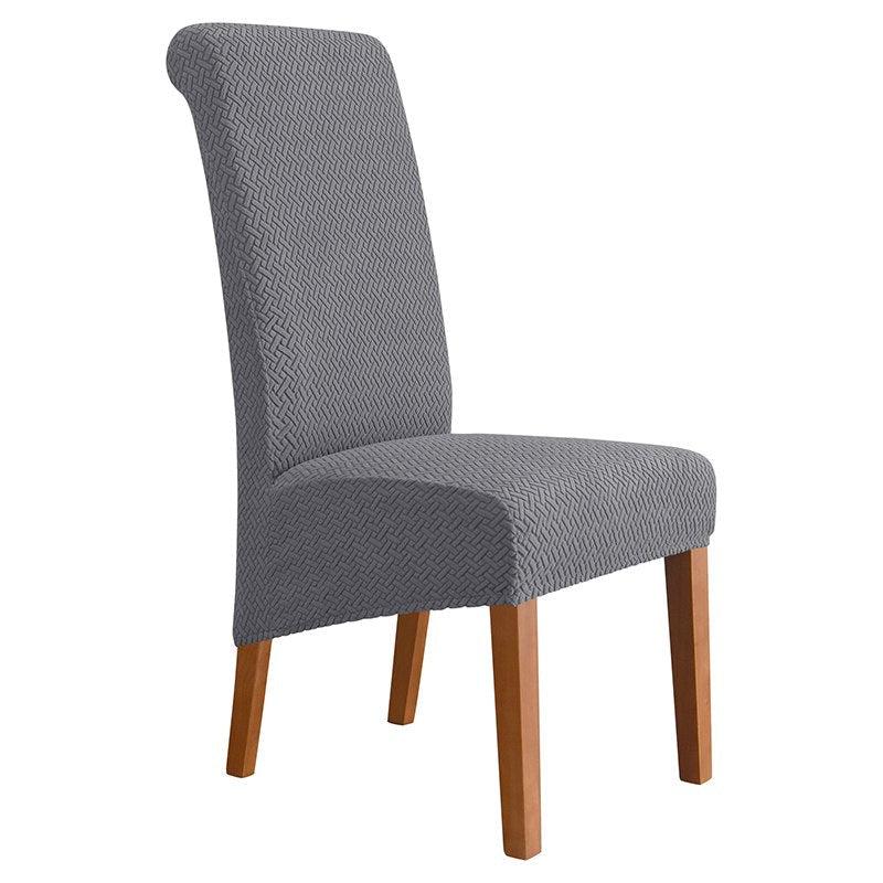 Housses de chaises hautes velours damassé gris
