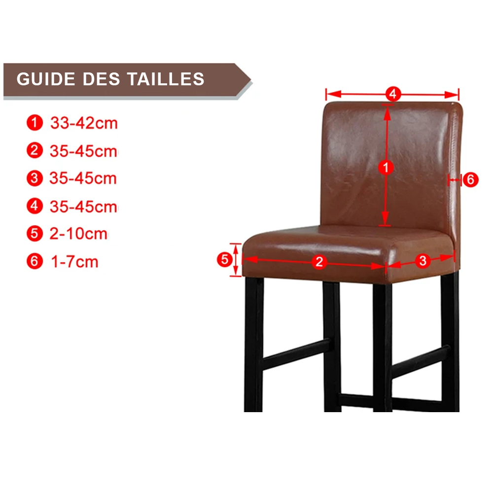 guide des tailles housse tabouret de bar