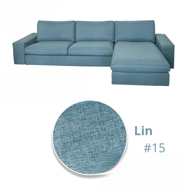 Housse canapé d'angle  méridienne  IKEA KIVIK lin bleue