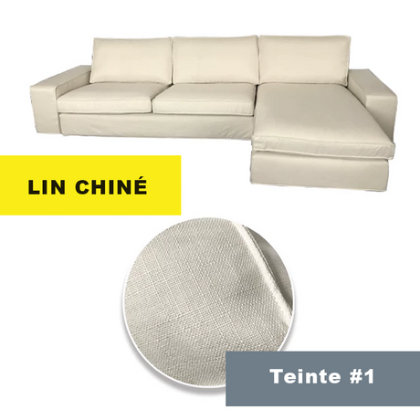 Housse canapé d'angle  méridienne  IKEA KIVIK lin chiné blanc
