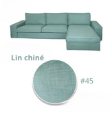 Housse canapé d'angle  méridienne  IKEA KIVIK lin chiné bleue ciel
