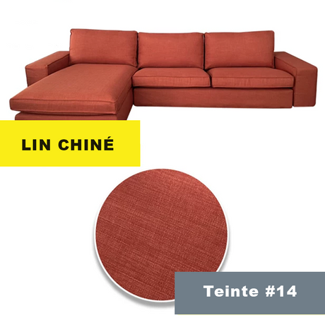 Housse canapé d'angle  méridienne  IKEA KIVIK lin chiné orange