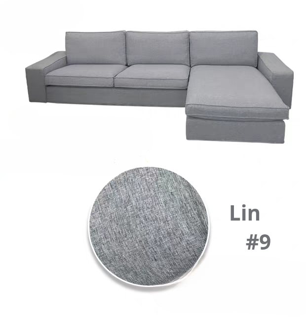 Housse canapé d'angle  méridienne  IKEA KIVIK lin gris