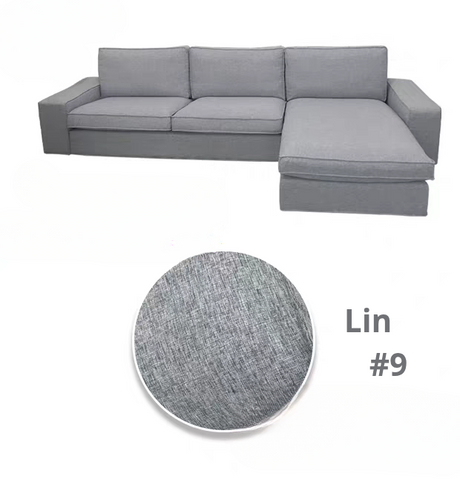 Housse canapé d'angle  méridienne  IKEA KIVIK lin gris