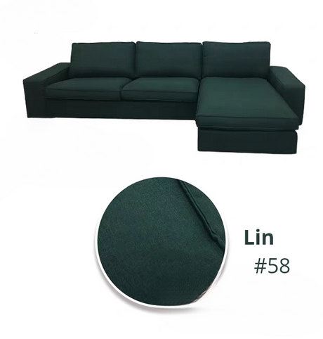 Housse canapé d'angle  méridienne  IKEA KIVIK lin vert 