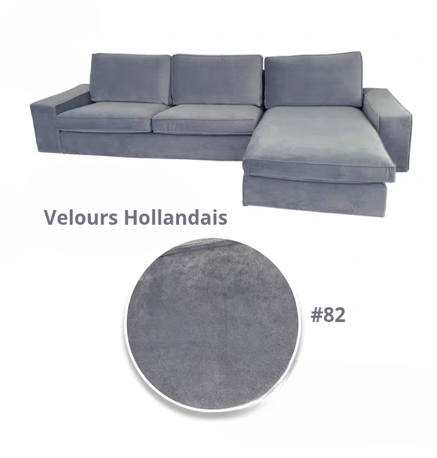 Housse canapé d'angle  méridienne  IKEA KIVIK velours bleue ardoise