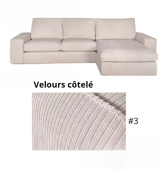 Housse canapé d'angle  méridienne  IKEA KIVIK velours côtelé blanc