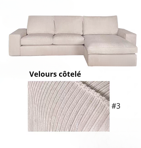 Housse canapé d'angle  méridienne  IKEA KIVIK velours côtelé blanc