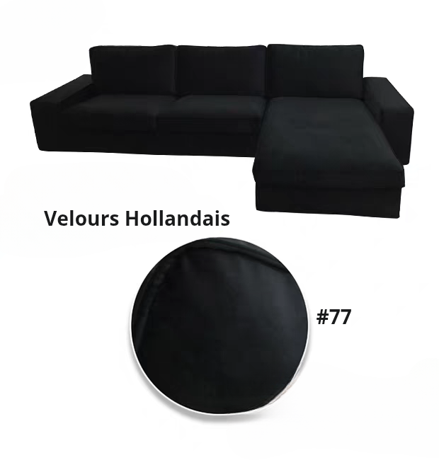 Housse canapé d'angle  méridienne  IKEA KIVIK velours noir