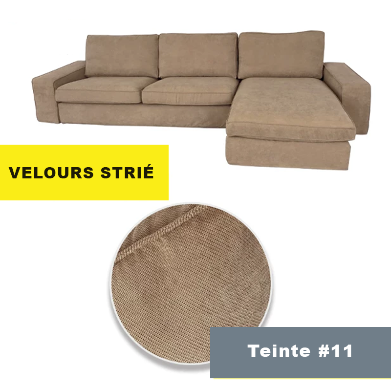 Housse canapé d'angle  méridienne  IKEA KIVIK velours strié café