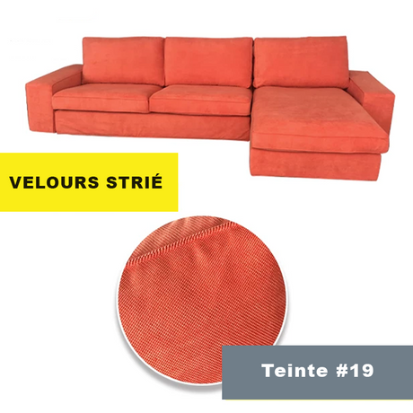 Housse canapé d'angle  méridienne  IKEA KIVIK velours strié orange