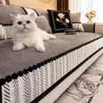 Housse de canapé antidérapante anti griffes de chat chevrons gris