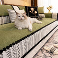 Housse de canapé antidérapante anti griffes de chat chevrons vert