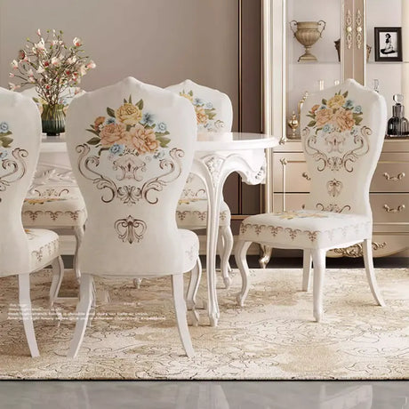 Housse de chaise anciennes baroque louis 16 beige de dos