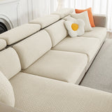 Housse de coussin extensible pour canapé velours damassé beige