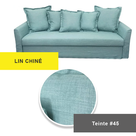 Housse pour canapé IKEA HOLMSUND 3 places convertible lin chiné bleue ciel