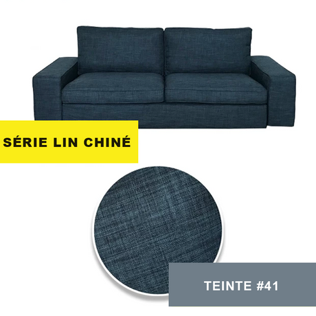 Housse pour canapé IKEA KIVIK 2 places lin chiné bleue