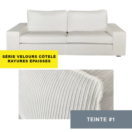 Housse pour canapé IKEA KIVIK 2 places velours côtelé blanc
