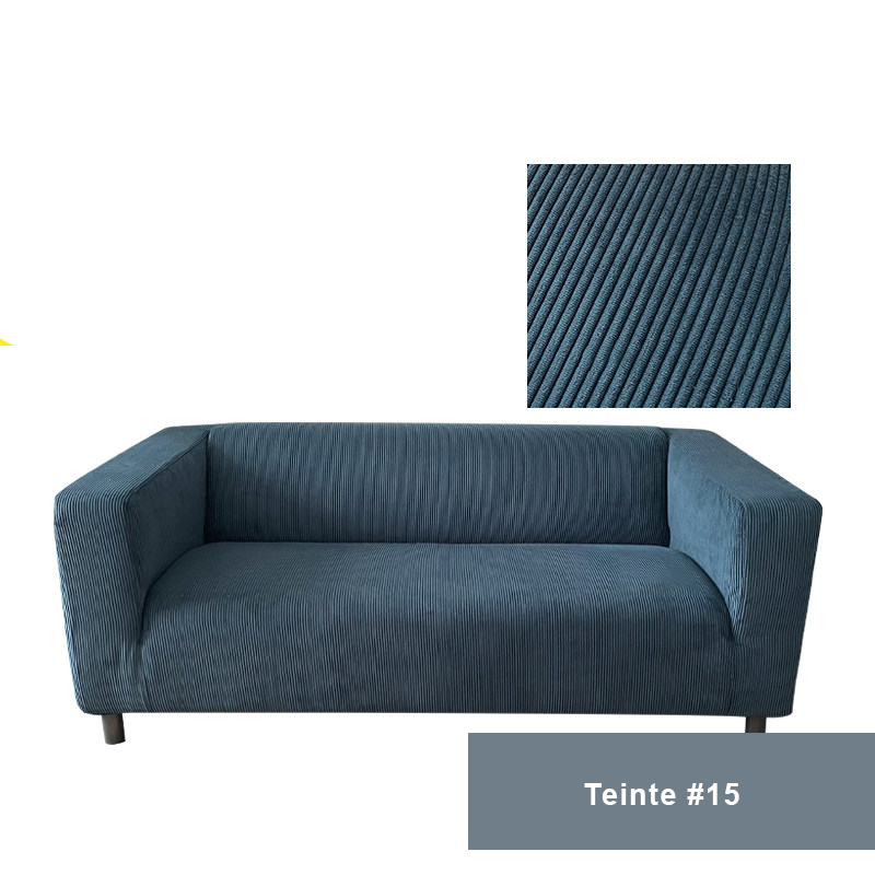Housse pour canapé IKEA KLIPPAN velours côtelé bleue