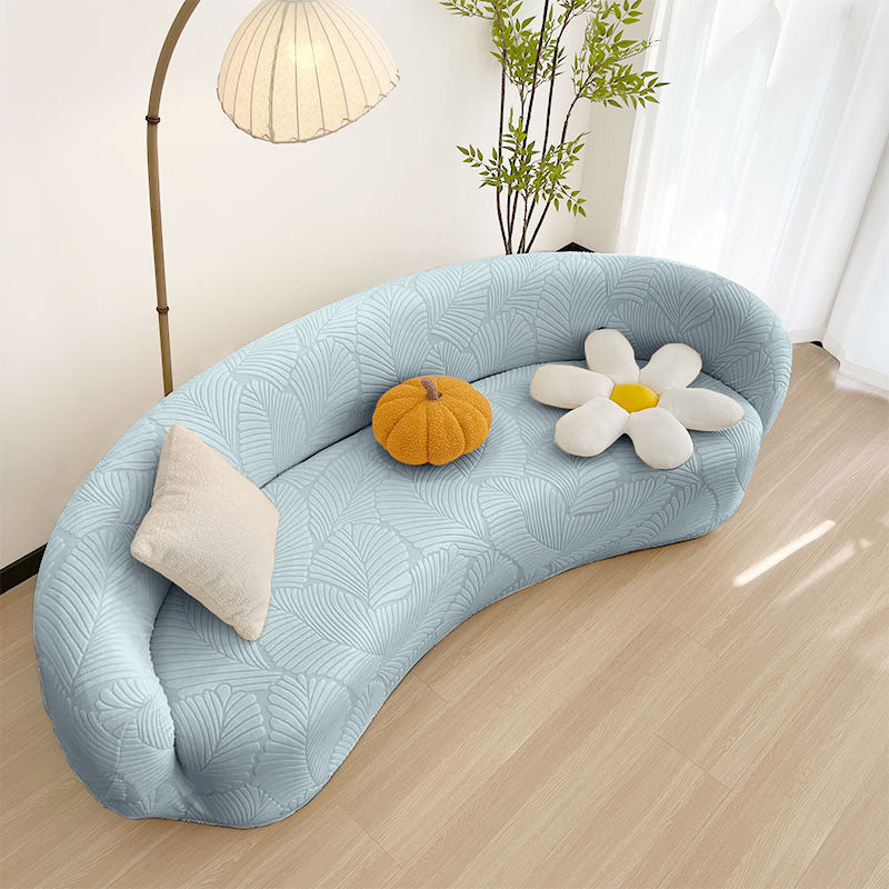 Housse pour canapé incurvé arrondi contemporain extensible bleue ciel
