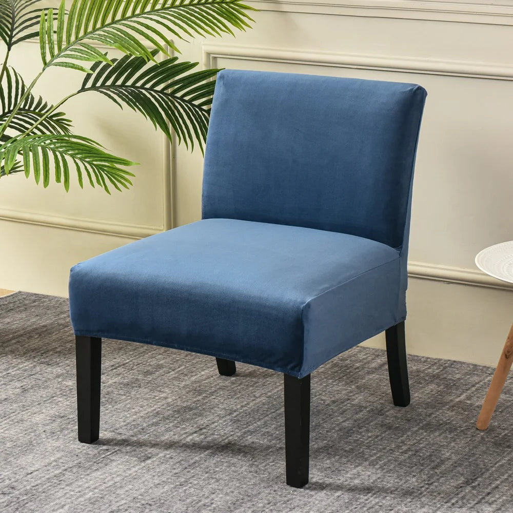 Housse pour chauffeuse, fauteuil bas velours bleue