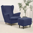 Housse pour fauteuil IKEA Strandmon et repose pieds bleue marine