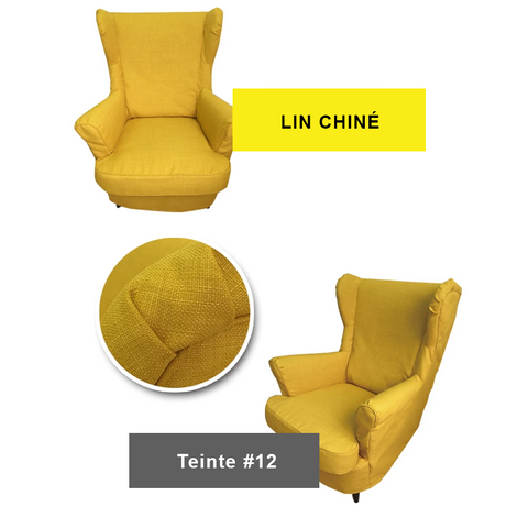 Housse prémium pour fauteuil IKEA STRANDMON lin chiné jaune