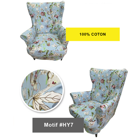Housse prémium pour fauteuil IKEA STRANDMON motif fleur 100% coton
