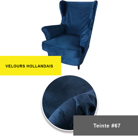 Housse prémium pour fauteuil IKEA STRANDMON velours bleue