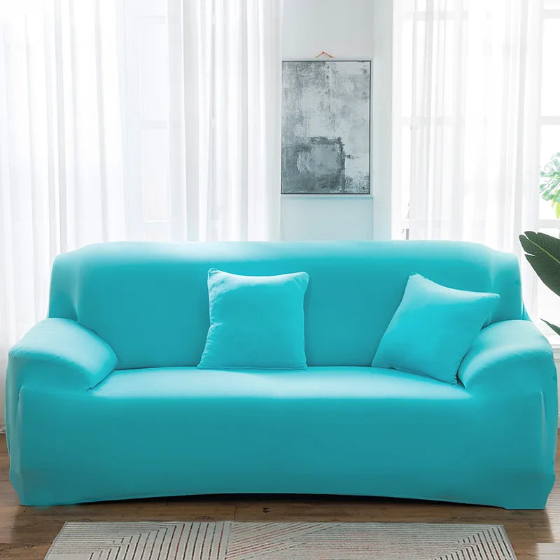 Housse protection extensible canapé bleue ciel