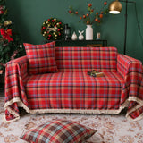 Plaid jeté de canapé carreaux écossais carreaux écossais rouge de face