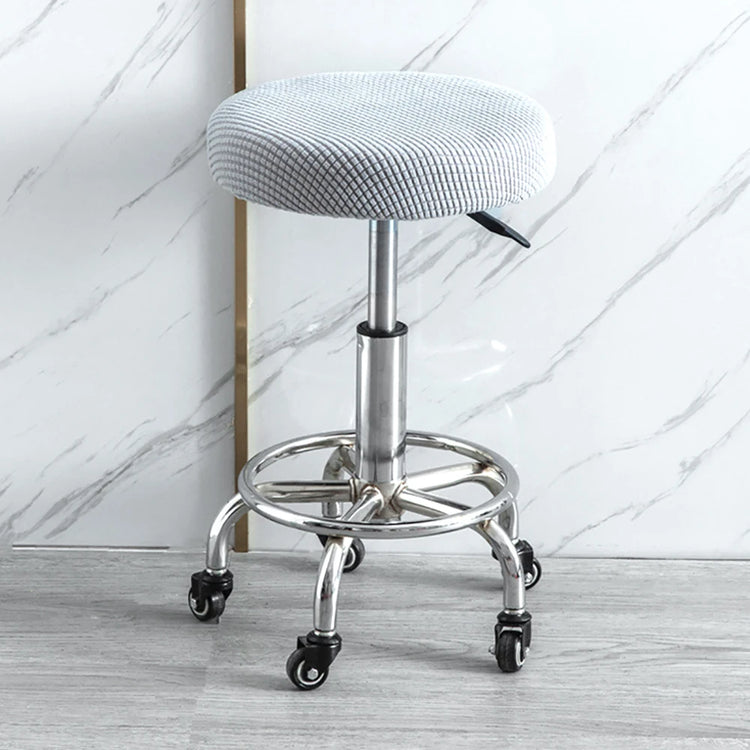 Housse de tabouret rond super extensible argent