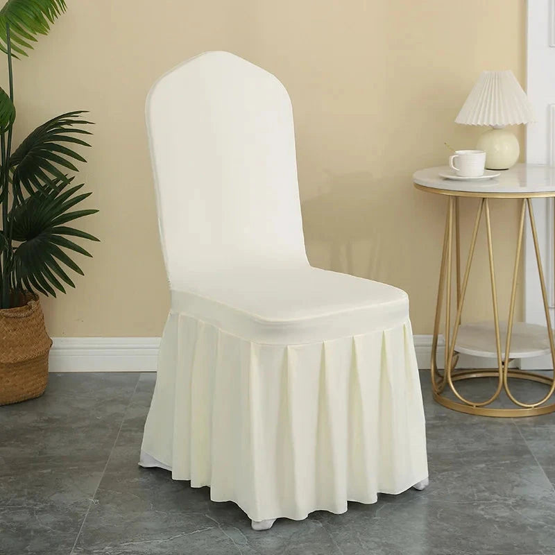 Housse de chaise à jupes lycra pour mariage beige