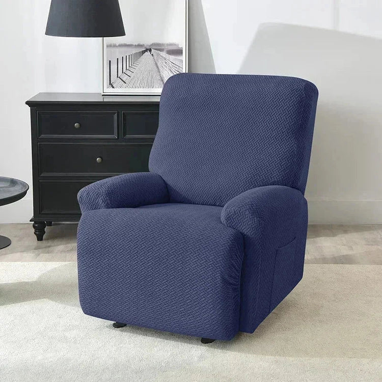 Housse fauteuil relax bleue marine velours damassé  