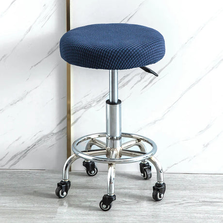 Housse de tabouret rond super extensible bleue marine