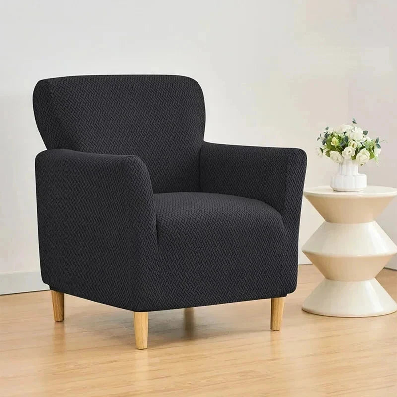 Housse pour fauteuil club velours damassé noir