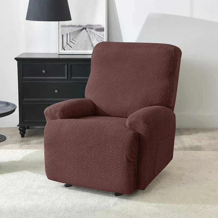 Housse fauteuil relax marron velours damassé  Casaharmony