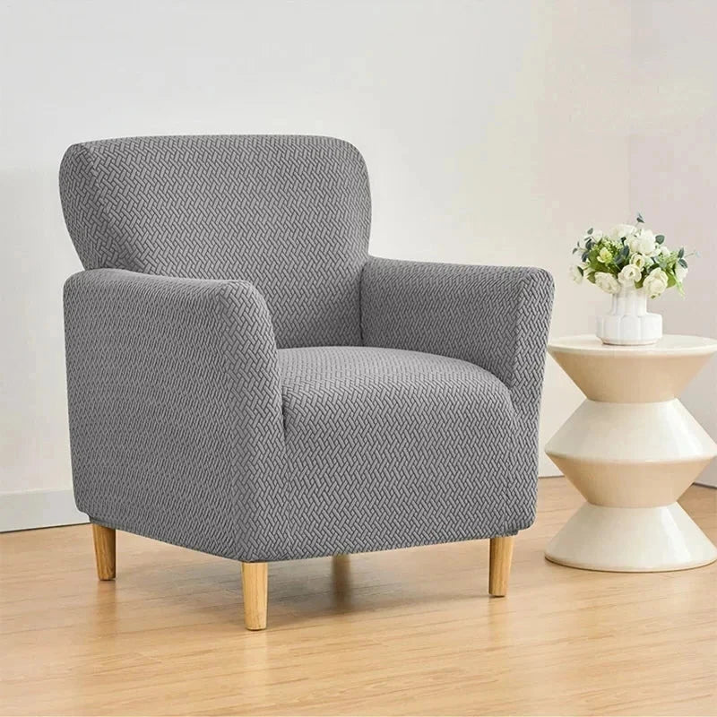 Housse pour fauteuil club velours damassé gris